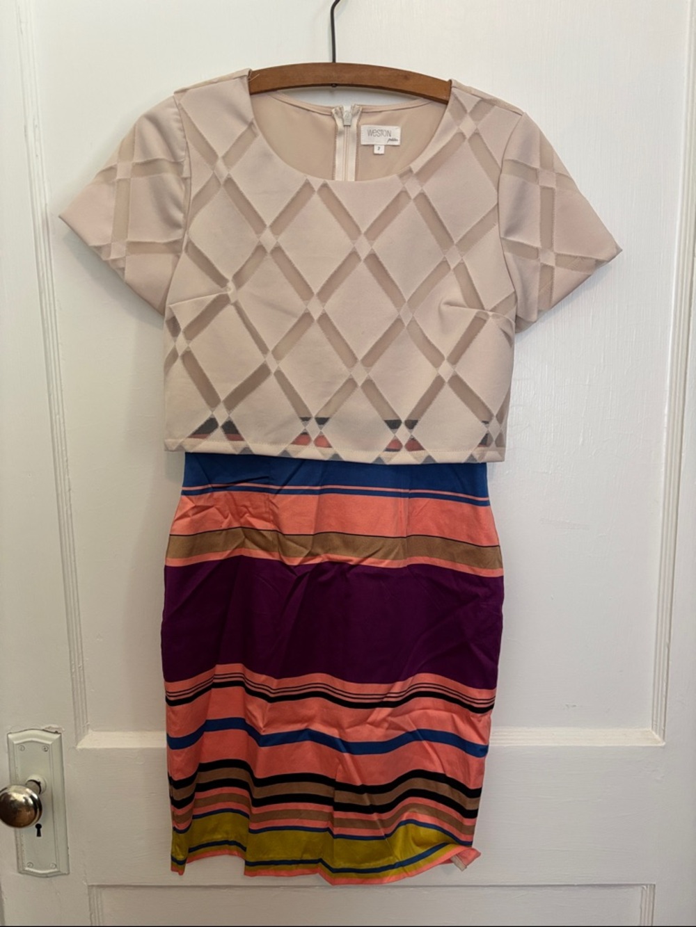 Anthropologie Beige and Striped Dress